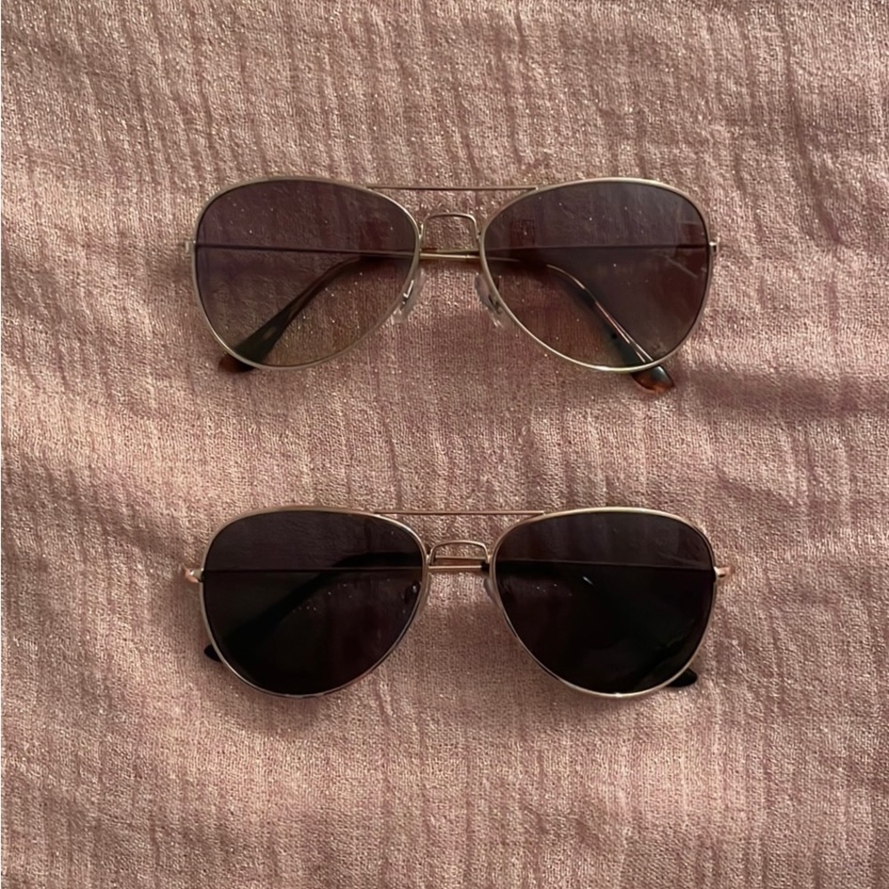 Two Pairs of Gold-Framed Nordstrom Rack Aviator Sunglasses